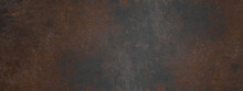 Grunge Rusty Dark Metal Stone Background Texture Banner Panorama