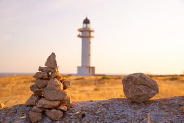 Wall Mural - barbaria cape lighthouse in formentera balearic islands