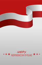 11 Nov. Greeting card with the independence day of Poland. Waving flags of Poland. EPS10