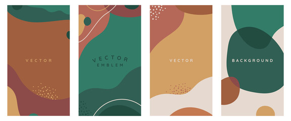 Aufkleber - Vector set of abstract creative backgrounds in minimal trendy style with copy space for text -