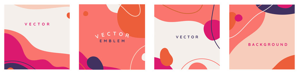 Aufkleber - Vector set of abstract creative backgrounds in minimal trendy style with copy space for text -