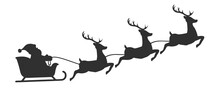 Santa In Reindeer Sled Vector Silhouette