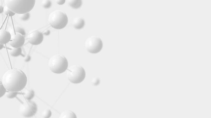 Science Background, Spheres with Changing Connections Fly Up on a White Background. Seamless Looped 3d Animation with a Depth of Field. Ultra HD 4K 3840x2160