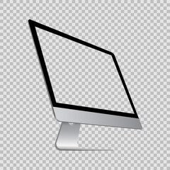 Fototapete - Computer monitor display isolated on transparent background. Screen blank isolated. Side view. Vector EPS 10