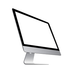 Fototapete - Computer monitor display isolated on white background. Side view. Vector EPS 10