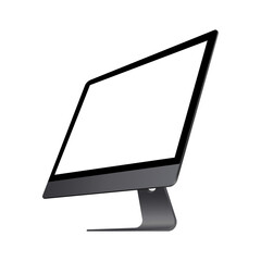 Fototapete - Computer monitor display isolated on white background. Side view. Vector EPS 10
