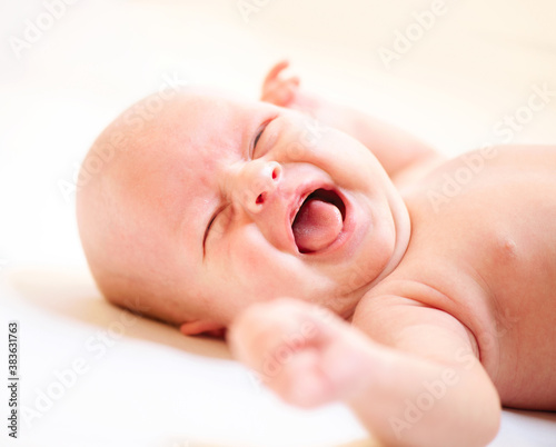 Crying Newborn Baby. Baby Boy Cry