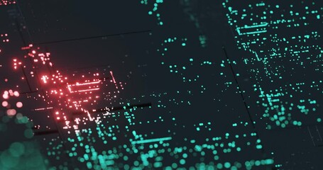 Aufkleber - Abstract Computer programming motion graphic background. Dynamic programming with moving screens and code decoded and encoded by compiler. Digital code, language for CPU process. 3D render, 4K loop