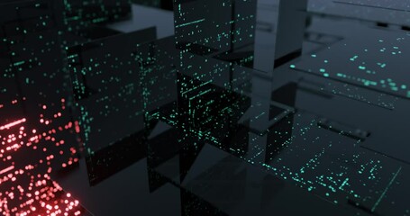 Poster - Digital transformation concept. computer programming code. Science and technology background of big data cryptography. abstract motion background. 3D render, 4K seamless loop