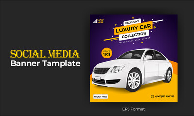 Wall Mural - Car sales social media banner design template.