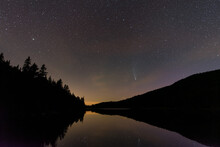 Comet Neowise Setting Over Boundary Pond, Connecticut Lakes, New Hampshire 