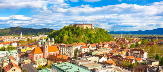 Panorama of Ljubljana, Slovenia, Europe.