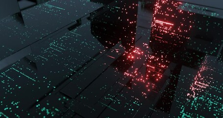 Aufkleber - Abstract Digital code, Software developer motion graphic background. Application programming interface and software visual. Array data structure and encryption concept. 3D render, 4K seamless loop