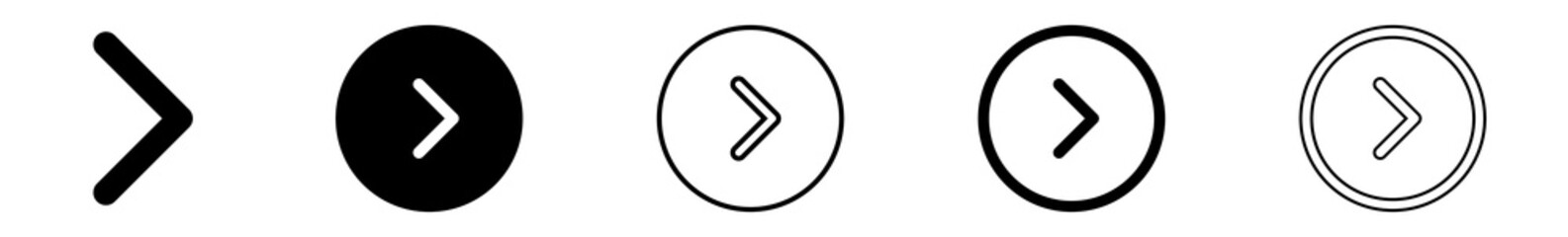 Wall Mural - next button icon circle black | play buttons illustration | video audio player navigate symbol | rig