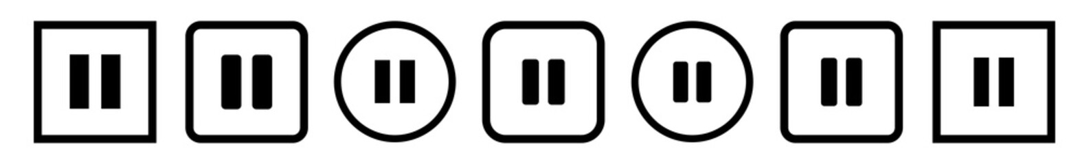 Wall Mural - pause button icon black line | break buttons illustration | video audio player navigate symbol | qui