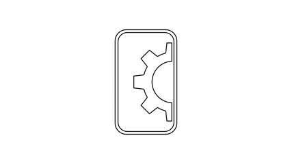 Black line Software, web development, programming concept icon isolated on white background. Programming language and program code on screen mobile. 4K Video motion graphic animation.