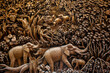 Thailand wooden carving of elephants 