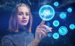 © photon_photo - Business, Technology, Internet and network concept. Young businessman working on a virtual screen of the future and sees the inscription: Data security