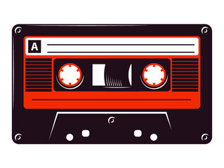 Cassette tape retro vintage audio mixtape vector art illustration isolated on white background.