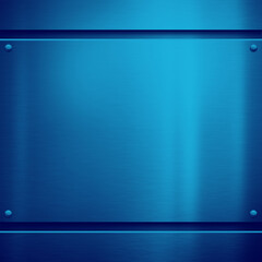 Poster - Abstract metallic blue design innovation concept layout background. 3D rendering. Metallic background silver blue. Blue metal technology horizontal background with polished, brushed texture, chrome, s