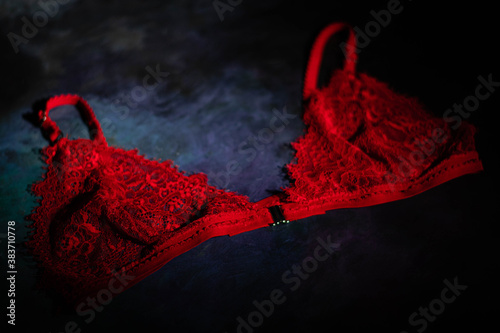 Cuadros en Lienzo primer plano de ropa interior femenina bombacha y corpiño en su confección con h