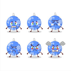 Poster - Christmas ball blue cartoon character with various angry expressions