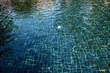 Abstract beautiful ripple wave and clear turquoise water surface in swimming pool, Turquoise or blue water wave for background and abstract