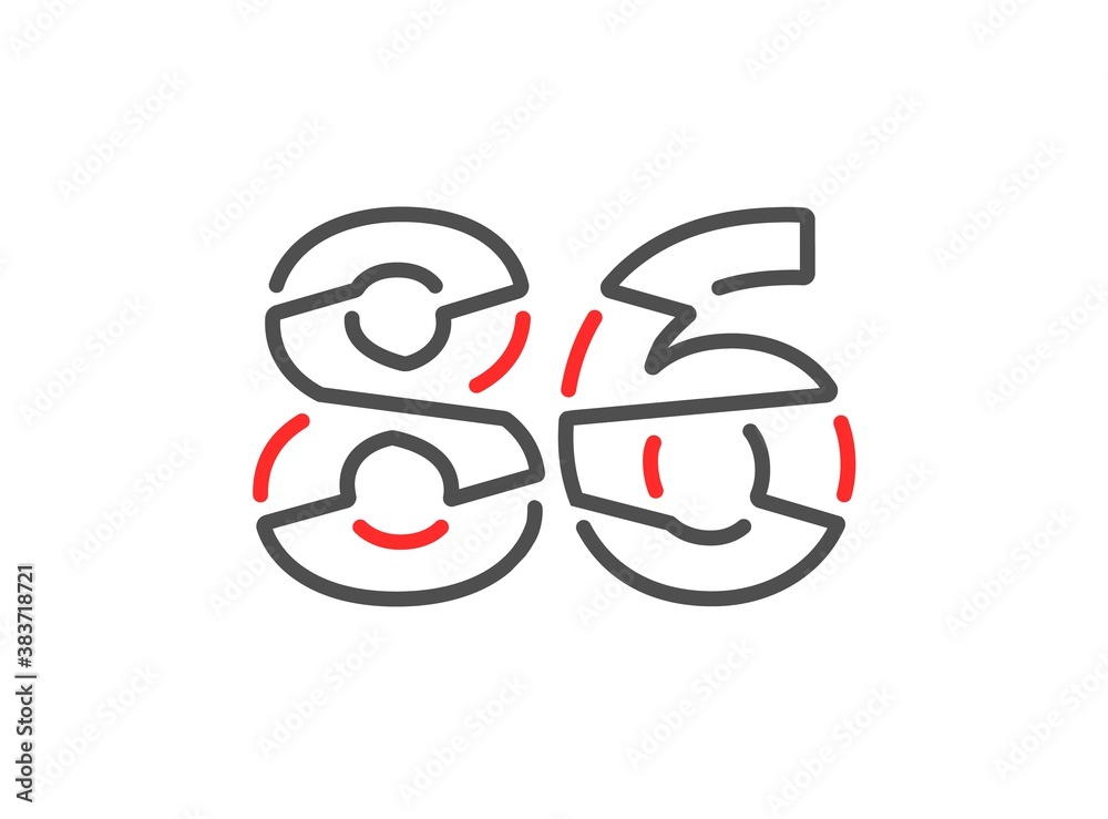 86 vector number. Modern trendy, creative style line design. For logo ...