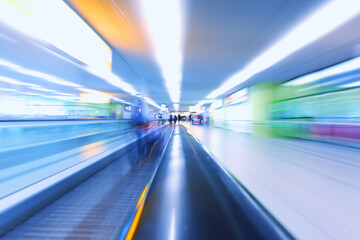 Wall Mural - abstract background of moving escalator