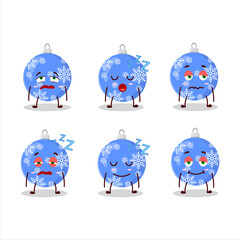 Poster - Cartoon character of christmas ball blue with sleepy expression