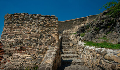 Wall Mural - medieval fortress with brick walls and ramparts