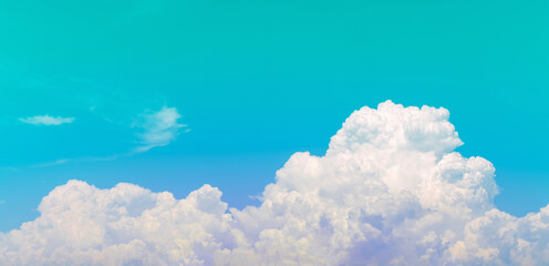 Wall Mural - sky and clouds nature background, light purple color in blue green sky with fluffy cloudy