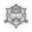 © JEGAS RA - Mystical geometry symbol. Linear alchemy, occult, philosophical sign. For music album cover, poster, sacramental design. Astrology and religion concept. 3D rendering