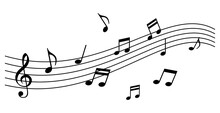 音符と五線譜のイメージイラスト（波形）