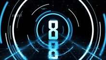 Blue Digital Hi Tech Countdown 10 Second Futuristic Circle Rotating Elements Animation Concept HUD Beautiful Background With Reflection
