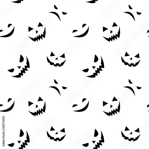 Cuadros en Lienzo Seamless pattern of smiling faces ghosts in flat style