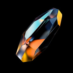Poster - abstract colorful reflections gemstone isolated on black, crystal design element, 3d rendering