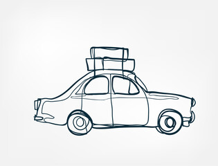travel car vector single one line isolated design element