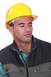 Construction worker looking sideways