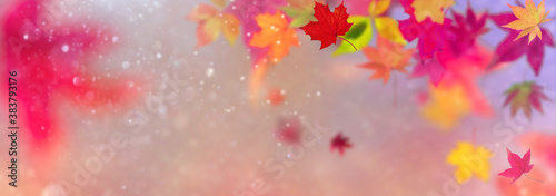 Cuadros en Lienzo Farbenfrohes abstraktes Banner / Header Konzept Herbst- Herbstlaub fliegt vor un
