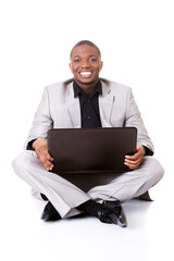 Successful businessman working on laptop