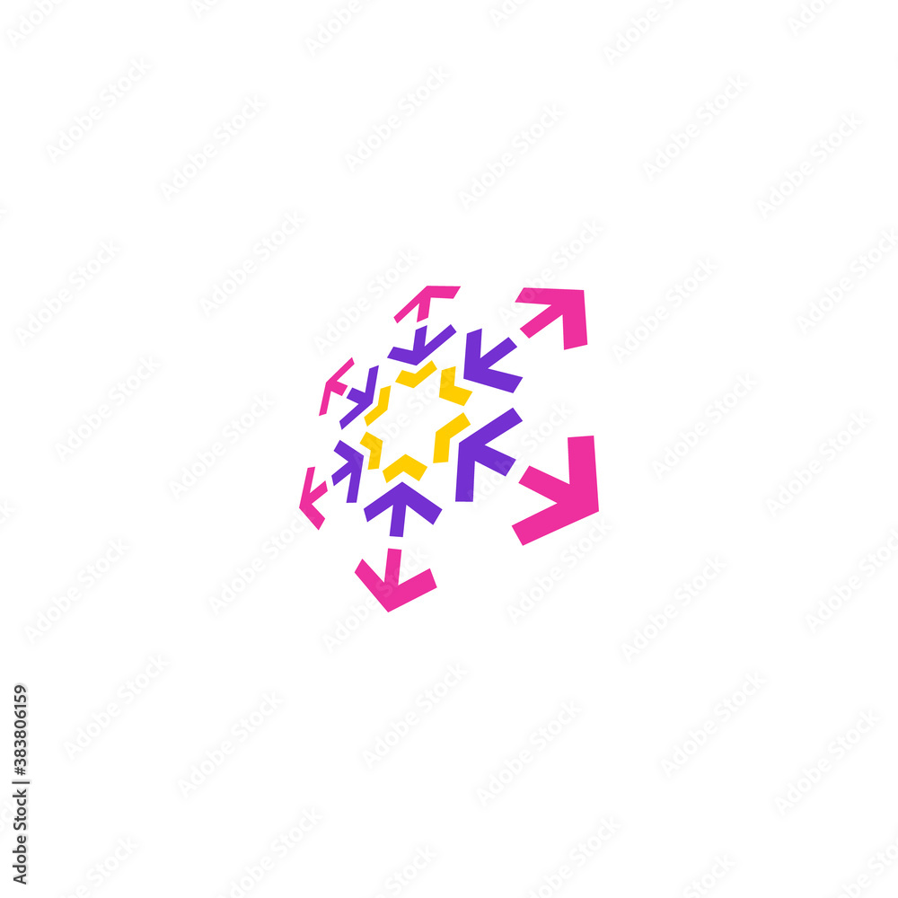 hexagon logo with arrows at each corner Stock Vector | Adobe Stock