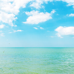 Canvas Print - azure color sea and cloudy sky