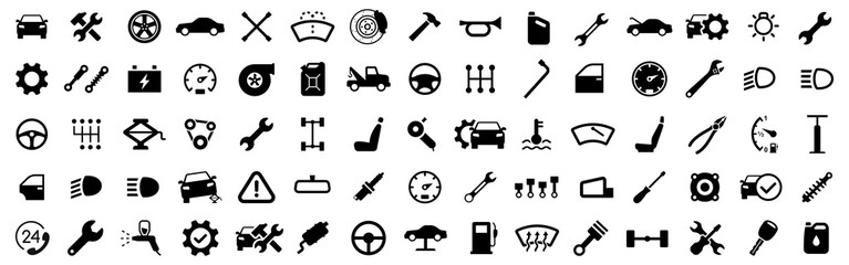 Poster - Car repair. Car service icons set. Auto service. Garage icons collection. Vector