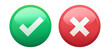 © Alisa - Check mark and shiny bright buttons. Acceptance, approval, rejection symbols. Vector flat yes and no icons.