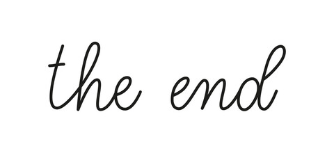 Wall Mural - the end phrase handwritten by one line. monoline vector text element isolated on white background. s