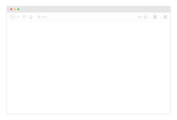 Fototapete - Browser window. White website mockup. Internet blank page. Isolated desktop browser screen. Network website template. Simple design. Light ui of computer web toolbar. EPS 10.