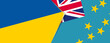 Ukraine and Tuvalu flags, two vector flags.