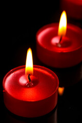 Indian festival diwali , candle on dark background