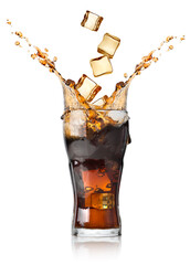 Canvas Print - Cola with ice cubes